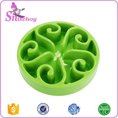 Plastic Pet Eat Slow Feeding Food Water Bowl Dish