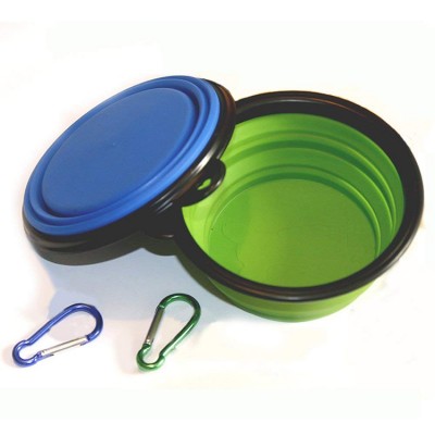 Wholesale Supreme Colorful Collapsible Dog food bowl feeder set and silicone walks travel portable dog bowl with Carabiner